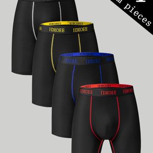 TEMU 4개입 남성용 편안한 스키니핏 쉐이프웨어 속옷 - 통기성, 신축성, 속건성, 탄성 허리 밴드, 봄 운동, 스포츠, 캐주얼 웨어용 롱 드로즈 팬티 반바지 - 부드럽고 가벼우며 흡습성