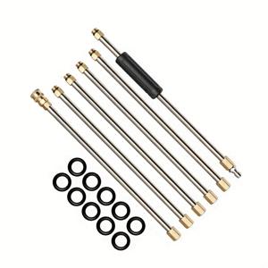 TEMU 고압 세척기용 스테인리스 스틸 6pcs 세트 (확장 로드 포함), 1/4 어댑터, 1/4 퀵 커넥트, M22-14mm, 4000 Psi 등급