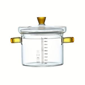 TEMU 뚜껑이 있는 열풍 투명 유리 찜기, 고탄소 유리 찜기, 가정용 투명 과일 샐러드 볼 (뚜껑 포함), 눈금이 있는 이유식 냄비 (찜, 새우젓 등 특화) | 다양한 크기 제공|계란찜기