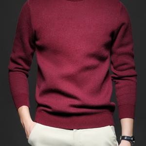 TEMU 남성용 가을 겨울 라운드넥 풀오버 스웨터, 솔리드 컬러 심플 캐주얼 니트 스웨터 탑