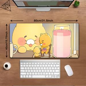 TEMU 힐링 카카오프렌즈 라이언 게이밍 마우스패드 1개 - 미끄럼 방지 고무 베이스, 세탁 가능, 데스크 액세서리, 사무실, 학교, 홈 데코, 데스크 매트, 팬과 친구를 위한 이상적인 선물