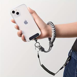TEMU 유럽식 3-in-1 분실 방지 및 도난 방지 휴대폰 랜야드 1개, 내장형 풀스틸 절단 방지 소재, 금속 垫圈이 있는 도난 방지 디자인, 360도 회전 후크, 스테인리스 스틸 안전 스트랩 포함. 애플 및 기타 브랜드 휴대폰에 적합. 모든 손 크기에 맞는 조절식 손목 스트랩, 낙하를 효과적으로 방지. 여행 및 야외 활동에 필수적인 액세서리