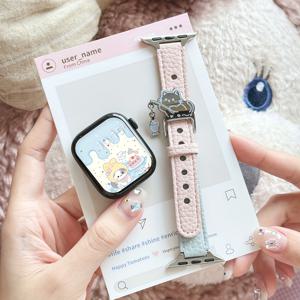 TEMU Apple Watch 시리즈 1/2/3/4/5/6/7/8/9/10/Se/Ultra (38mm, 40mm, 41mm, 42mm, 44mm, 45mm, 49mm) 호환 스마트워치 밴드. 편안함, 달콤함, 귀여움, 스타일리시하고 창의적인 시계 디자인을 제공합니다.
