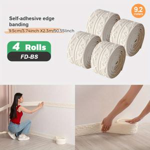 TEMU 1/4 롤 자체 접착 엣지 밴딩 스트립 - 8mm 두께 폼 코너 트림, 필 앤 스틱 비닐 벽지 보더 (천장, 사무실, 창고, 거실, 문틀용) - 간편한 설치, 벽용 코너 트림, 사무실 장식, 모던 장식