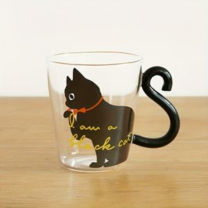 TEMU 주스 밀크 유리컵 창의적인 귀여운 고양이 유리컵 인터넷 유명인 여성용 물컵 커피 밀크컵 아침 식사 고양이 발 컵 홈 귀엽고 재미있는, 고 붕규산 유리 재사용 가능한 아기 고양이 패턴 컵, 냉온 겸용 냉장고 냉동 가능