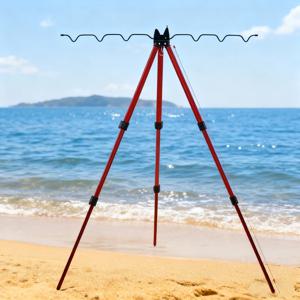 TEMU NEW TAG 텔레스코픽 낚싯대 브래킷, 7개의 낚싯대 브래킷을 지지할 수 있음, 내구성이 뛰어난 알루미늄 합금 낚시 장비, 휴대 가능하고 안정적인 삼각대, 담수 및 바닷물 낚시에 적합, 사용 및 보관 용이, 고성능 낚시 장비