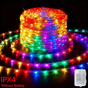 TEMU LED 튜브 조명, 8가지 모드의 장식용 스트링 조명, 정원 나무 파티 장식용 IPX4 등급, 장식용으로 유연하고 꼬일 수 있음 | 수영장 계단, 복도, 계단 난간 및 줄기 | 축제 전시용으로 적합
