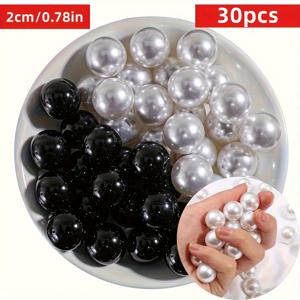 TEMU 60개/30개 QYWCTZ 대형 아크릴 비즈 - 20mm 오버사이즈 직구 비즈, 주얼리 제작 및 DIY 공예용 - 팔찌 & 목걸이 비즈링 호환 - 유럽 시리즈 (레진/왁스 호환)