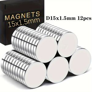 TEMU 냉장고 자석 소형 자석, D15x1.5mm 자석, 주방 수납장 및 공구실용, 실버 색상, 작은 원형 디스크 자석, 공구 및 금속류에 편리함