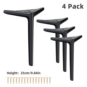 TEMU 4개 묶음 업그레이드된 높은 금속 가구 지지 다리 | 25 cm (9.84 in) 반원형 3갈래 디자인, 금도금 또는 새틴 블랙 마감, 캐비닛, 소파 및 가구를 위한 강력한 하중 지지 헤비 듀티 발