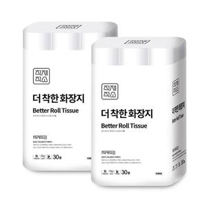 TEMU [무료배송] 더 착한 화장지 무형광 3겹 30M 30롤 2개