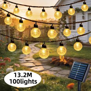 TEMU 1개 태양광 야외 버블 볼 스트링 라이트, 100/50/20 LED 파티오 장식 요정 조명, 12가지 플래시 모드, 자동 조도 센서, 정원 나무 마당 파티오 결혼식 현관 울타리 크리스마스 장식용