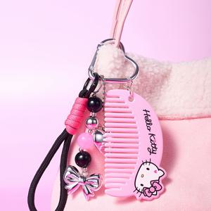 TEMU MINISO 산리오 캐릭터 엣지와 스위트 시리즈 미니 휴대용 가방 후크 빗, 내구성 좋은 ABS 구조, 가방 걸이형 휴대용 디자인, 부드러운 이빨, 캐릭터 테마 장식, 데일리 헤어 트러블 해결에 완벽 (1개)