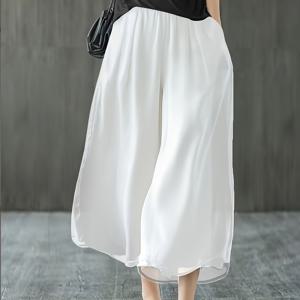 TEMU 여성용 시폰 루즈핏 와이드핏 발목 팬츠 여름용