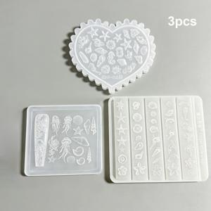 TEMU 3개 세트 오션 실리콘 네일 몰드, 3D 조개껍질 돌고래 네일 아트 몰드, 비치 테마 디자인 조각 템플릿, 3D 젤 네일 장식용 매니큐어 도구