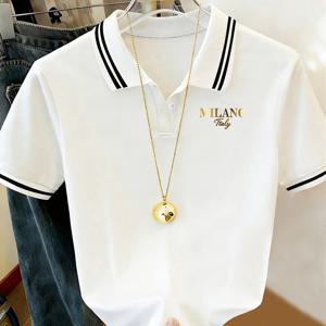 TEMU MILANO 레터 로고 프린트 여성용 티셔츠, 데일리 출퇴근 및 아웃도어용 패셔너블 캐주얼 Y넥 반팔, 봄/여름 휴가 스타일, 어머니의 날 성숙한 캐주얼 여성 상의