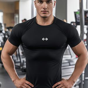 TEMU 1팩 남성용 덤벨 프린트 워크아웃 티셔츠 - 근육 핏 체육관 트레이닝 셔츠, 웨이트 리프팅, 크로스핏 & 보디빌딩용 빠른 건조 성능 탑