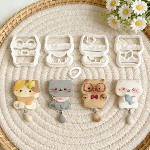 TEMU 5개 카와이 고양이 & 봄꽃 클레이 커터, 폴리머 클레이용, DIY 주얼리 제작, 재사용 가능한 고정밀 고양이 모양 플라스틱 몰드, 귀걸이, 참, 레진 공예용 꽃 몰드 - 엄마를 위한 완벽한 선물, 부활절 공예 도구