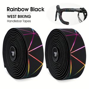 TEMU WEST BIKING 자전거 핸들바 테이프 - EVA/PU 커버 & 2개의 엔드 플러그가 있는 미끄럼 방지 충격 방지 사이클링 테이프, 산악/도로 사용 비미끄럼 바 랩, 장거리 라이딩을 위한 내구성 있는 그립
