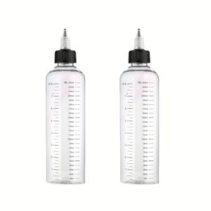 TEMU 2개입 8.5 Oz (241G) 빈 PET 눈금 헤어 컬러 앱플리케이터 병 - 리필 가능, 살롱 및 가정용 헤어 컬러링 - 간편한 뿌리 발림, 재사용 가능한 화장품 용기