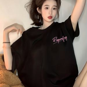 TEMU 플러스 사이즈 여성용 오버사이즈 반팔 티셔츠 - 일본식 한국 스타일 만화 프린트 라운드 넥 캐주얼 탑, 통기성 중간 신축성 원단, 세탁기 사용 가능 봄 여름 가을 캐주얼 의류, 편안한 착용감, 비침 방지 소재