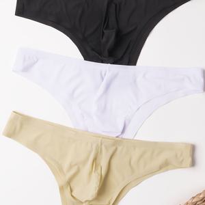 TEMU 남성용 아이스 실키 섬유 원단 슬림핏 심리스 브리프 3개, 통기성 좋은 실크처럼 매끄러운 섹시한 몸매 감싸는 남성용 비키니 속옷