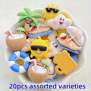 TEMU 20개 여름 해변 레진 구름, 코코넛 나무, 수영링 펜던트 세트 - DIY 공예, 귀걸이, 헤어 액세서리, 비즈 만들기용 완벽한 세트