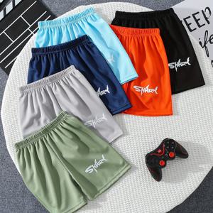 TEMU 남아용 여름 무릎 기장 메쉬 속건성 스포츠 반바지 6개 세트, 루즈핏, 통기성, 재미있는 레터 프린트, 단색, 중아동부터 대아이까지, 큰 아이, 남아용, 형제자매 의상, 일상복으로 적합, 베이직 스타일, 신학기 시즌, 신체 운동, 야외 활동용으로 완벽