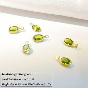 TEMU 21개/박스, 골든 에지 싱글홀 오벌형 3D 펜던트, 포우클 패셔너블 디자인 인조 보석, 9.5mm * 4.5mm 사이즈, DIY 스윙 귀걸이, 팔찌 펜던트, 목걸이 펜던트, 수공예 장식, 패션 액세서리 제작용