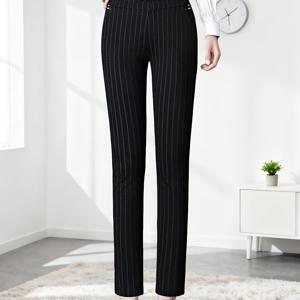 TEMU 패션 커뮤터 캐주얼 팬츠 - 포켓 포함 탄력 허리밴드, 데일리부터 세미 포멀 웨어까지 적합, 사계절용, 캐주얼 및 포멀 행사에 스타일리시하고 다용도, 탄력 있는 편안한 소재, 폴리에스터와 스판덱스 혼방, 세탁기 사용 가능, 슬림 핏 디자인, 루즈 핏을 원하시면 1-2사이즈 업 추천