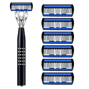 TEMU 1 핸들 6날 수입 6중단 남성용 면도기 수동 면도기 일회용 날 헤드, 면도 및 제모용 범용
