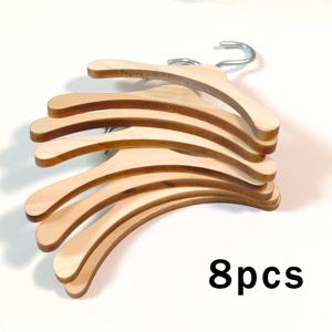 TEMU 4/8개 미니 나무 옷걸이 (철제 후크 포함) - 라부부 브랜드의 스커트 및 셔츠 디스플레이에 적합, 가족, 애완동물, 인형 옷 보관에 이상적, 애완동물 옷 액세서리 역할도 함