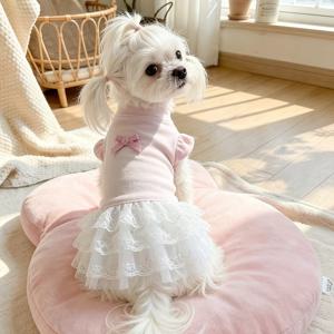 TEMU 강아지 고양이 공주 드레스, 애완 동물 스커트, 통기성 좋은 독일산 플리스, 비숑, 말테즈, 테디, 포메라니안 등에 적합, 사계절 착용