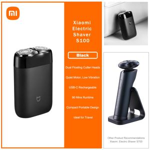 TEMU Xiaomi Mijia 전동 면도기 S100, USB-C 충전식 휴대용 면도기, 듀얼 플로팅 커터헤드, 건습식 겸용, 여행용, 90분 사용 시간, 저소음 모터, 블랙