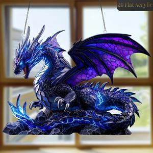 TEMU 2D 플랫, 2D 플랫 판타지 번개 드래곤 아크릴 선캐쳐, 행잉 가든 장식, 가정 사무실, 게임룸, 생활 공간에 적합, 드래곤 애호가를 위한 생일 선물 - 모든 경우를 위한 축제 제품, 2D 플랫 디자인, 2D 플랫