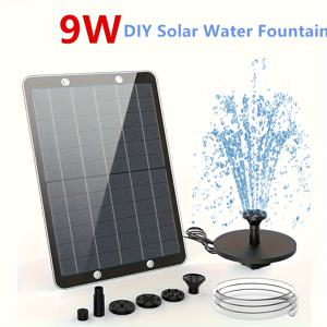 TEMU 1.5W~3.5W IPX8, 9W IPX7 태양광 분수 펌프, 태양광 분수 시스템, 자동 감광 분수 시스템, 정원 장식, 분리형 분수, 다양한 노즐로 다양한 풍경 스타일, 야외 장식, 야외 장식품