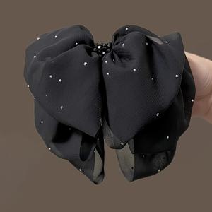 TEMU 여성용 메쉬 자ンド리아 리본 헤어 집게 클립 1개, 데일리 출퇴근 및 파티용, 뒷머리 업스타일 장식용 스타일링 헤어 클립, 포니테일용, 빈티지 라이트 럭셔리 우아하고 패셔너블한 트렌디한 다용도 헤어 액세서리