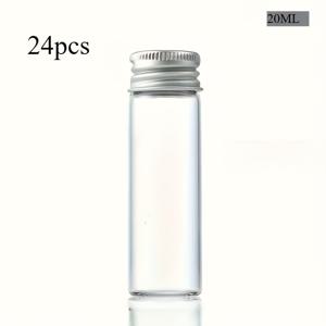 TEMU 24개입 15ml/20ml 유리병 소형 병 미니 작은 병 알루미늄 스크류 캡 밀폐형 메탈 뚜껑 투명 메시지 샘플병 비즈 보관 웨딩 파보어 장식 DIY 공예, 디라이카 비즈 보관용