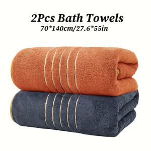TEMU 2개 세트 70*140cm/27.6*55인치 골드 라운드 패턴 마이크로화이버 솔리드 컬러 목욕타월, 부드럽고 편안한 흡수력 좋은 홈 샤워, 호텔, 사우나, 스파용