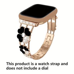 TEMU 꽃잎 조절 버클 스트랩, 수동으로 스트랩 길이 조절, Apple Watch Ultra2/1 시리즈 10987654321 Se 호환, 반짝이는 네잎 클로버 꽃잎 메탈 스트랩 팔찌 38mm 40mm 41mm 42mm 44mm 45mm 49mm 스마트 워치 교체용 손목 밴드