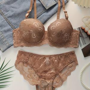 TEMU 1세트 # 측면 서포트용 초슬림 언더와이어 사이즈 조절형 보정 브라, 처짐 방지, 가슴살집, 레이스, 씬 스타일