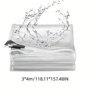 TEMU 고강도 투명 PVC 비닐 ター프 - 20밀 두께 UV 차단 방한 캐노피 커버, 금속 그로밋 포함, 온실, 발코니, 지붕용 찢어짐 방지 - 유리 패널과 호환 (야외용)