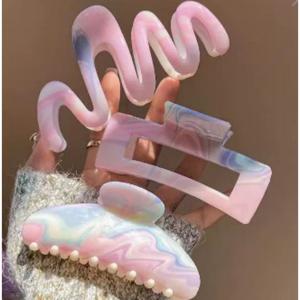 TEMU 3개 Y2K 마블 헤어 클로 - 캔디 스위트 대형 클립, 풍성한 머리용, 해변, 브런치 데이, 빈티지 여름 분위기를 위한 당신의 도파민 하울