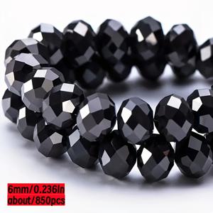 TEMU 약 1150개/850개/650개 검정색 4mm/6mm/8mm 다면체 합성 유리 비즈, 팔찌 목걸이 귀걸이 스페이서 비즈