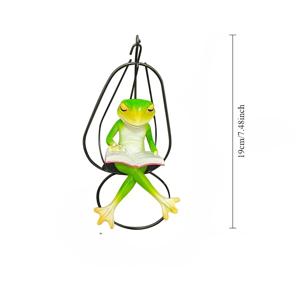 TEMU 귀여운 레트로 수지 개구리 책 읽는 장식품 - 발코니, 정원, 파티오, 잔디밭 & 책상용 그네 장식 - 책 테마의 그네 장식이 있는 야외용/걸이형 인형, 가정용, 마당용 동물 조각상