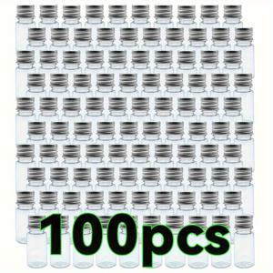 TEMU 100팩 누수 방지 스크류 캡이 있는 투명 플라스틱 바이알 - 재사용 가능한 PVC 프리 오일, 잉크 및 아트 공예 보관 용기, 매끄러운 가장자리, 손세척 전용