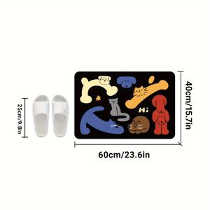 TEMU 1개 슈퍼 흡수 매트, 미끄럼 방지 고무 밑창 욕실 바닥 매트, 부드러운 빠른 건조 욕실 매트, 카펫 샤워 욕조 야외 도어매트, 쿨 스타일 컬러 대비 동물 및 기하학 프린트, 홈 데코, 욕실 데코