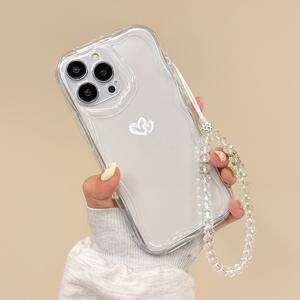 TEMU 휴대폰 케이스 - 2025 트렌디 신상 충격 방지 디자인 화이트 하트 패턴 넥스트랩 휴대폰 케이스 (아이폰 16, 15, 14, 13, 12, 11 Plus, Pro Max, XS, XR, Mini, 7, 8, SE2, SE3 PLG1)