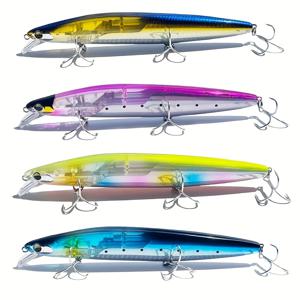 TEMU YQC 글리터 미노우 내장형 플로팅 하드 크랭크베이트 루어 4개 세트 - 27g/14.4cm 송어/농어 낚시 미끼, 민물 및 바닷물용 인조 루어, 배스, 파이크용 (멀티 컬러) - 아웃도어 낚시 액세서리