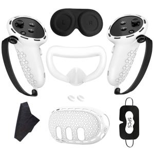 TEMU Meta Quest 2/Oculus Quest 3/3S 호환용 7 in 1 실리콘 커버 액세서리, VR 실리콘 헤드셋 컨트롤러 쉘, 눈, 얼굴, 터치 컨트롤러 그립 케이스 & 렌즈 커버